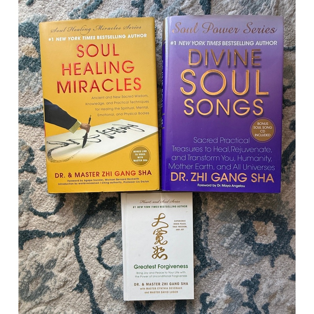 Dr Master Zhi Gang Sha Book Lot 3 Soul Healing Miracles Divine Songs Forgiveness